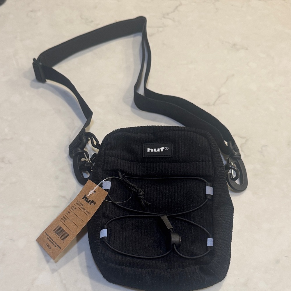 HUF Black Corduroy Crossbody Bag
